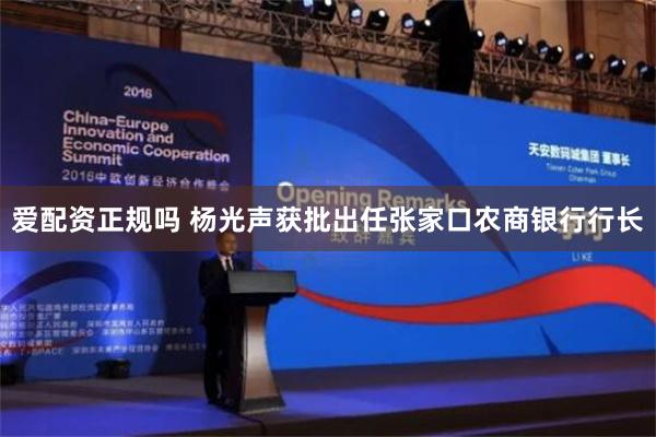 爱配资正规吗 杨光声获批出任张家口农商银行行长
