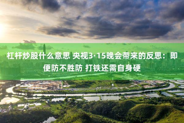 杠杆炒股什么意思 央视3·15晚会带来的反思：即便防不胜防 打铁还需自身硬