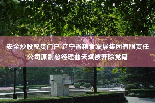 安全炒股配资门户 辽宁省粮食发展集团有限责任公司原副总经理曲天斌被开除党籍