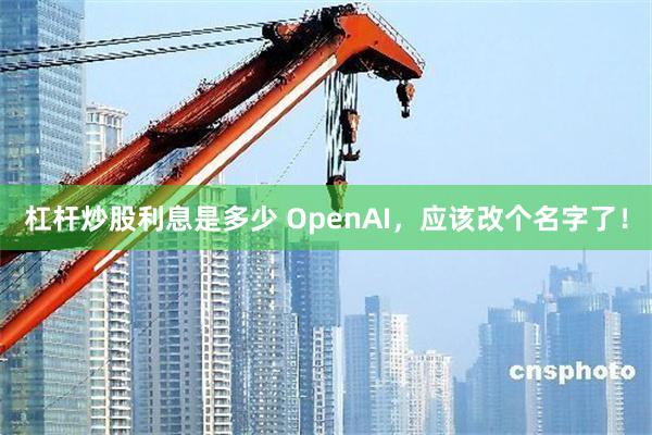 杠杆炒股利息是多少 OpenAI，应该改个名字了！