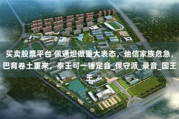 买卖股票平台 佩通坦做重大表态，他信家族危急，巴育卷土重来，泰王可一锤定音_保守派_录音_国王