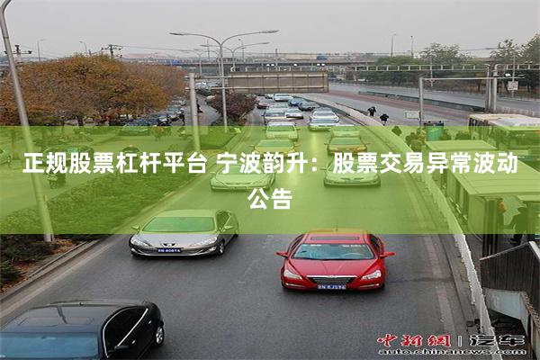 正规股票杠杆平台 宁波韵升：股票交易异常波动公告